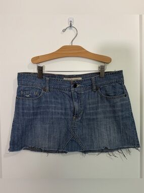 Vintage Hollister Denim Skirt Micro Mini Women Size Small Raw Hem Distressed Y2K